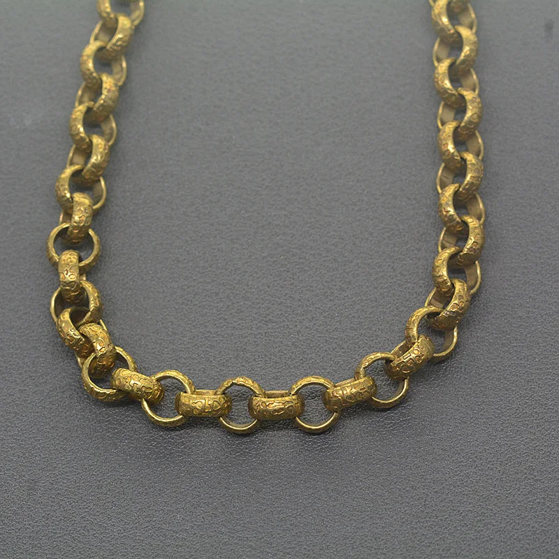 Viking Punk Biker Brass 8 mm Circle Rolo Link Leopard Skin Pattern Necklace Wallet Jean Pocket Watch Chain DIY