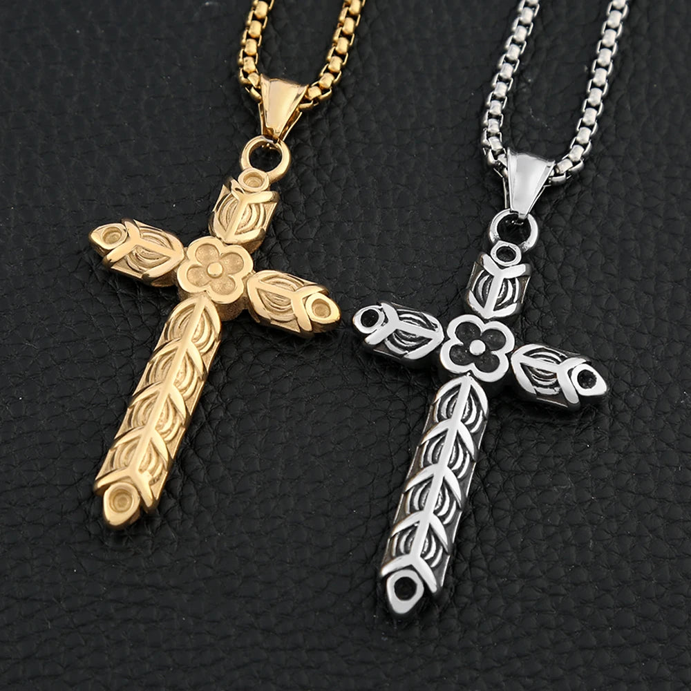 Gothic Cross Steel Pendant Vintage Rhombus Biker