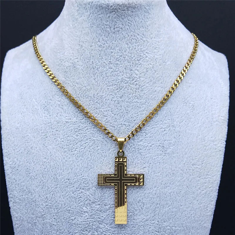 Cross Steel Pendant 316L Cuban Style Waterproof