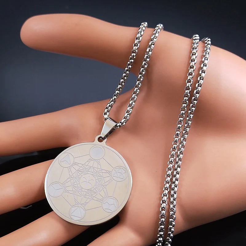 Archangel Metatron Cube Pendant — Stainless Steel