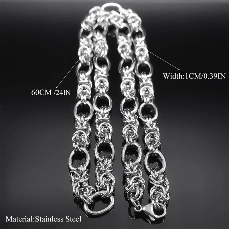 Woven Byzantine Chain Necklace — Stainless Steel