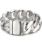 Men Bracelet for Man In Brushed Stainless Steel Luxury Gold Color 25MM Curb Link Chain Men's Bracelets On Hand Bands