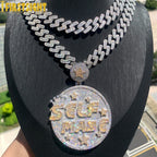 Iced Out Self Made Pendant Necklace Big Silver Color Cubic Zirconia CZ Heavy Chunky Letter Round Star Charm Hip Hop