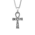 Vintage Fashion Ancient Egyptian Ankh Cross Pendant Necklace For Men Women Stainless Steel Amulet Jewelry Gifts