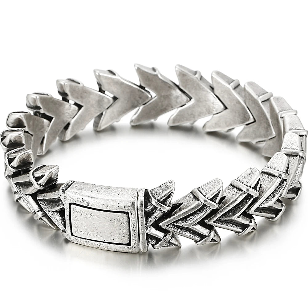 Vintage Dragon Spine Chain Bracelet Man Brushed Matte Old Silver Color Stainless Steel Viking Jewelry Punk Wristband