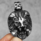 Vintage Gothic Lion Head Skull Pendant Necklace — Stainless Steel