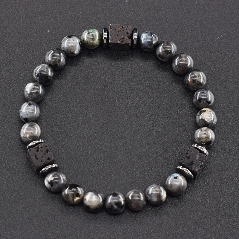 Retro Black Block Volcanic Bracelets Men Women Frosted Onyx Lava Beads Jewelry Yoga Meditation Birthday Gift Wholesales