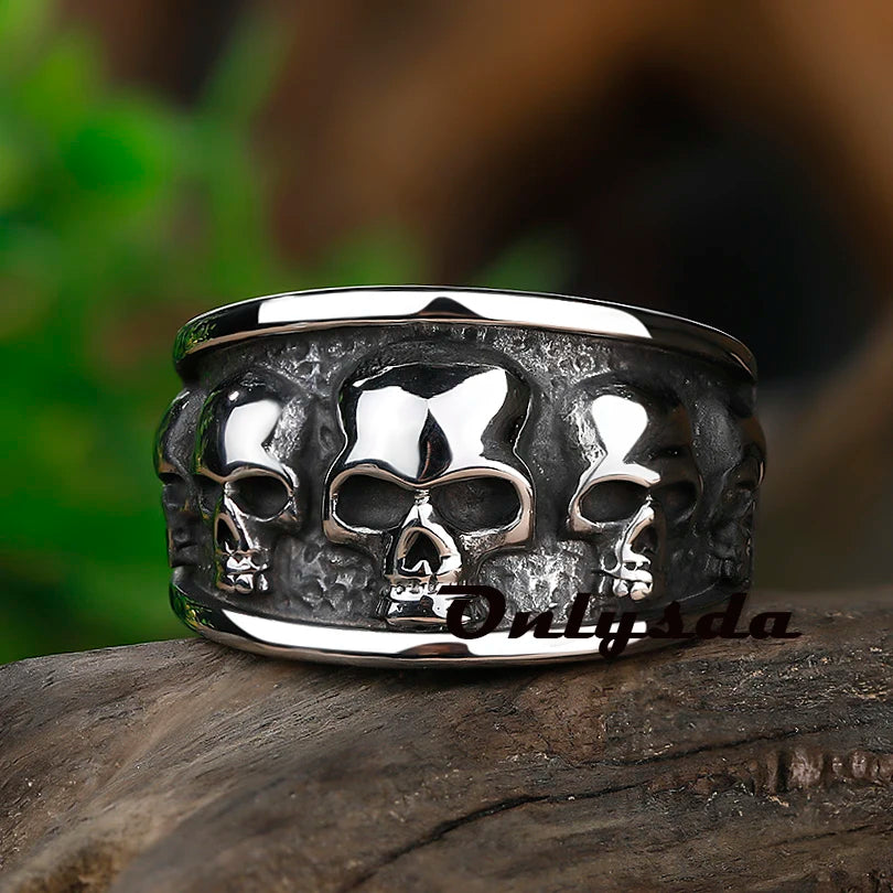 Free shipping Style Stainless Steel Gothic Accessories Lost Skull Ring Anel Masculino Punk Jewelry Boyfriend Gift OSR731