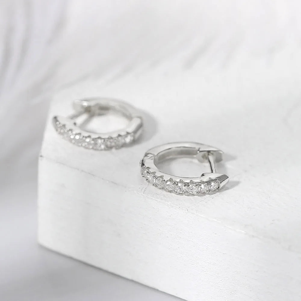 Iced Out Hoop Earrings Stainless Steel CZ