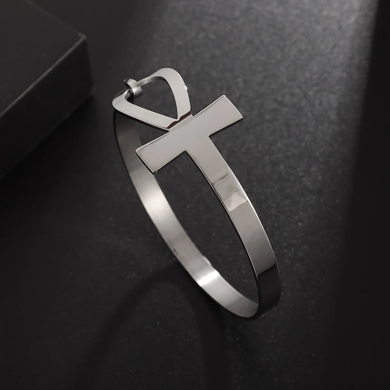 Fashion Design Stainless Steel Curved Tableware Fork Open Bracelet Men and Women Personality Charm Hip Hop Casual