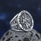 St. Christopher Polished Cross Ring — 316L Stainless Steel