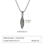 Vnox Retro Wish Stone Necklaces for Men Teens Boys, Tribal Rune Sun Pattern Pendant, Vintage Ethnic Collar Gift