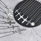 Cross Silver Pendant Necklace — Stainless Steel