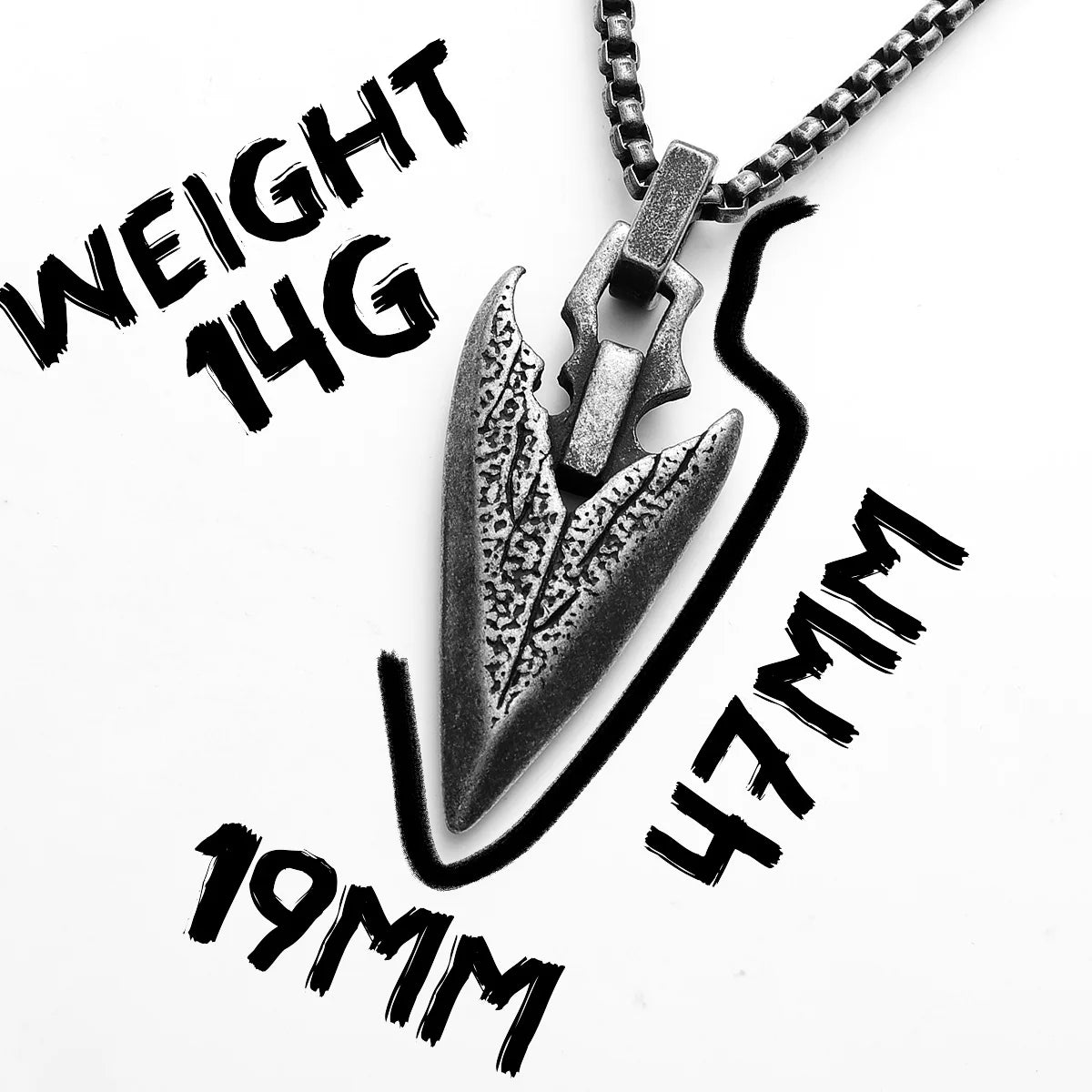 Viking Arrow Pendant Necklace — Stainless Steel