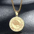 Stainless Steel Zodiac Sign Necklace For Women Men 12 Constellation Libra Symbol Pendant Necklace Amulet Collar Men Jewelry Gift