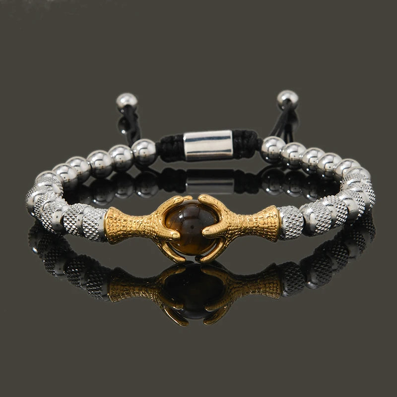 Eagle Beaded Rope Bracelet for Men — Stainless Steel