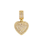 Gold Iced Out Heart Pendant Rope Chain Necklace