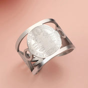 Solomon Seal & Saint Medal Amulet Ring — Stainless Steel
