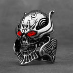 Stainless Steel Ring Domineering Wolf Tooth Armor Men's High Quality Fashion Biker Red Eye Hell Devil Ring Jewelry