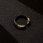 Retro Tang Grass Pattern Spearhead Adjustable Open Ring For Men Silver-plated Copper Punk Gothic Edgy Jewelry Accessories Gift