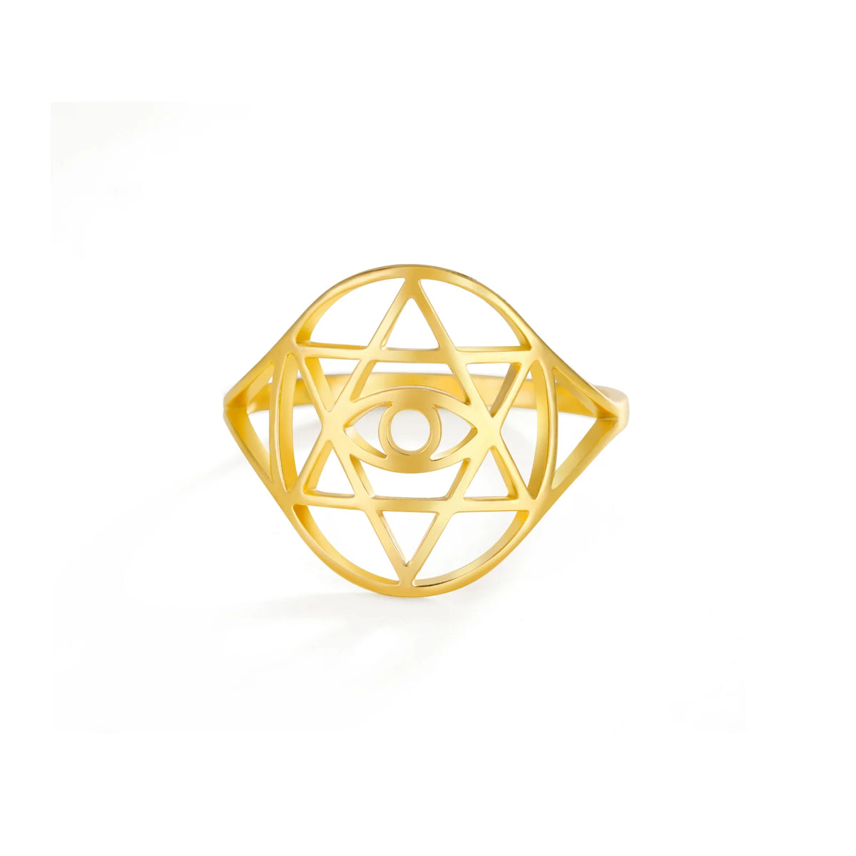 LIKGREAT Vintage Star of David Ring Evil Rings for Men Women Stainless Steel Punk Jewelry Jewish Star Protection Amulet