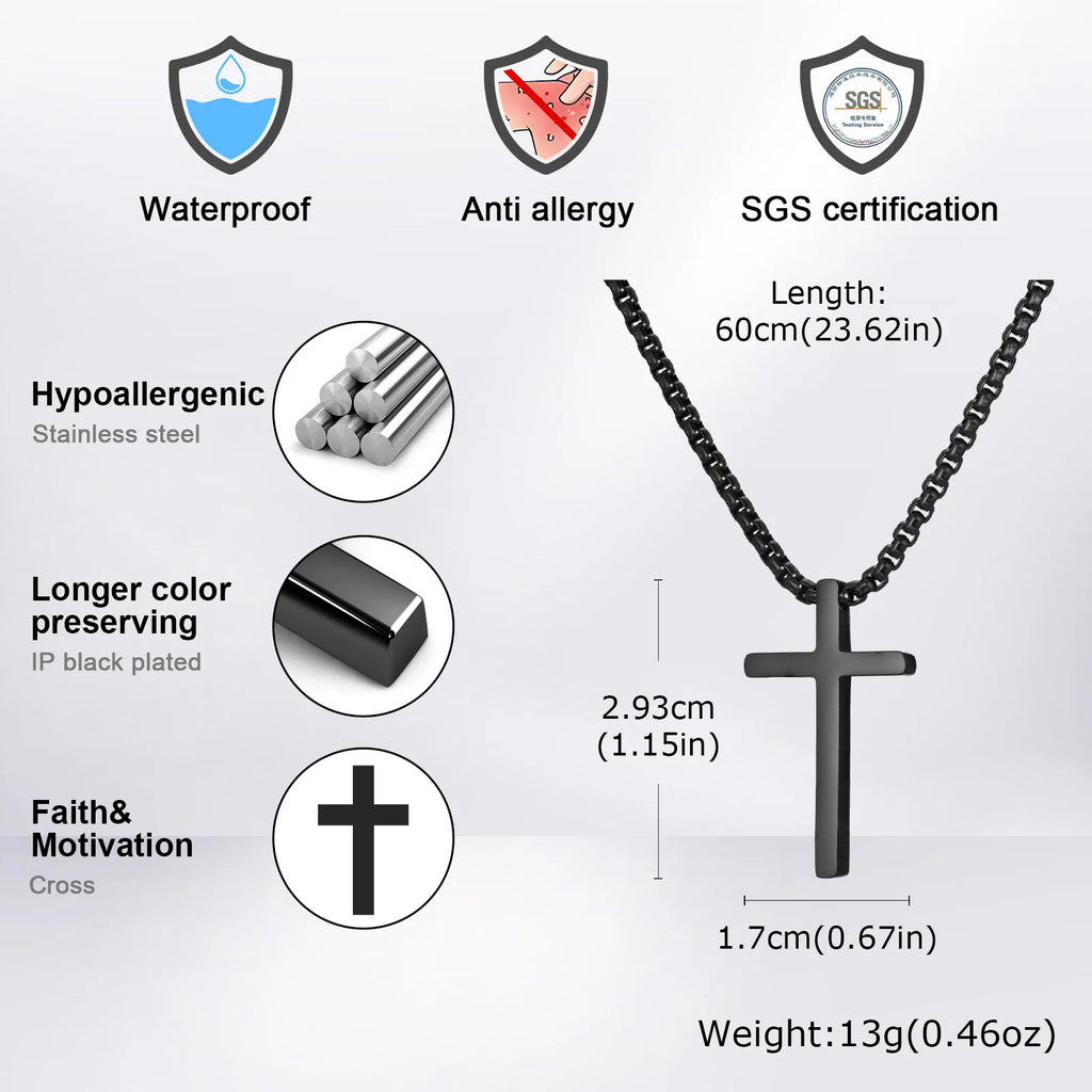 Two-Tone Cross Pendant Necklace — Stainless Steel