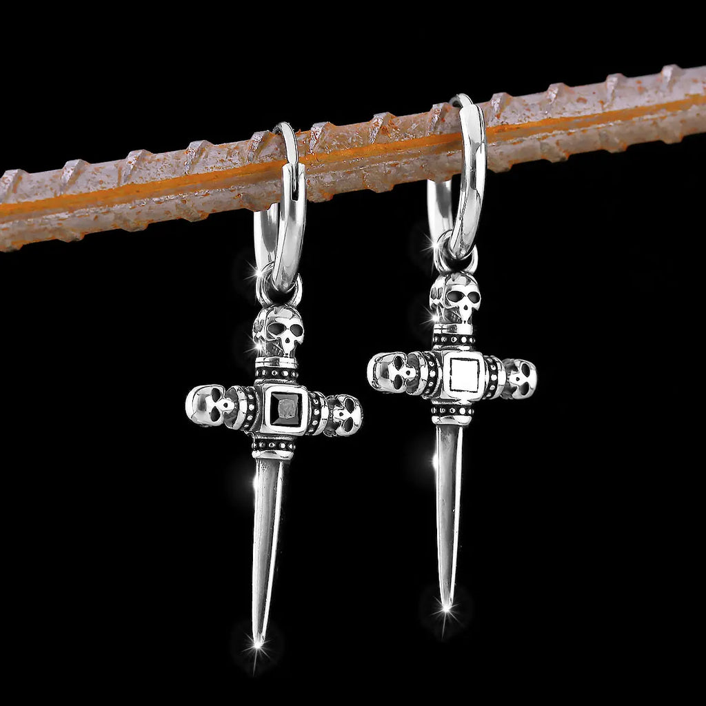 High Quality Stainless Steel Jesus Religious Belief Viking Earrings Nordic Men's Amulet Jewelry Studs Punk Party