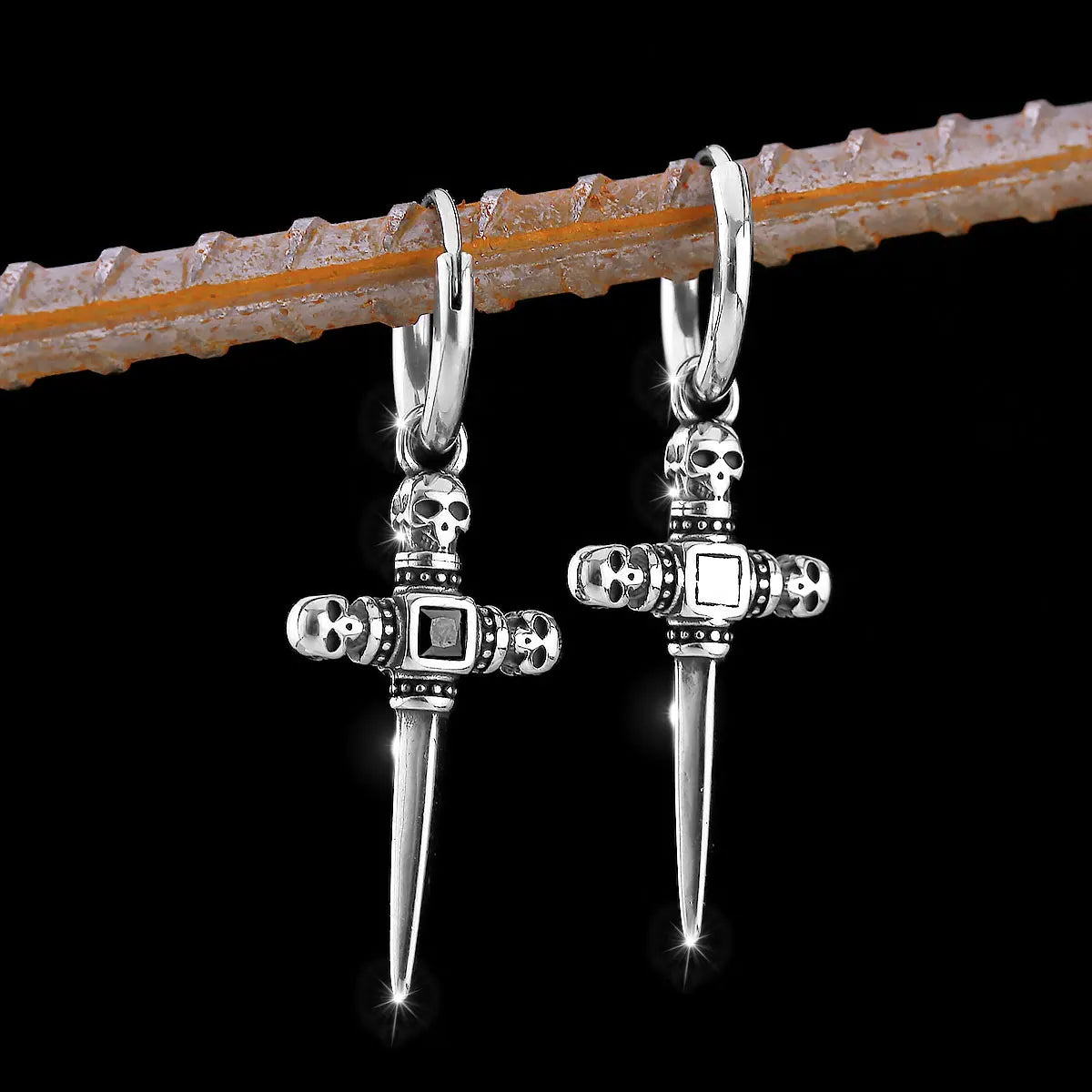 High Quality Stainless Steel Jesus Religious Belief Viking Earrings Nordic Men's Amulet Jewelry Studs Punk Party