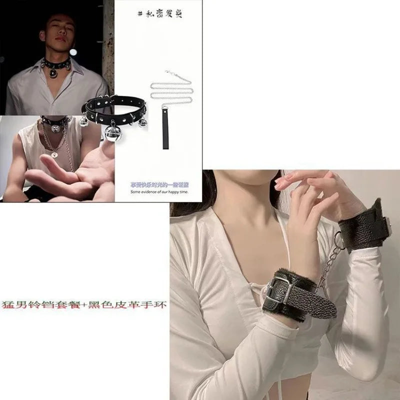 European Style Male Bell Collar Adjustable Sexy Neck Ring Sports Student Owner Necklace Fun Dog Chain Couple Sm Accessories