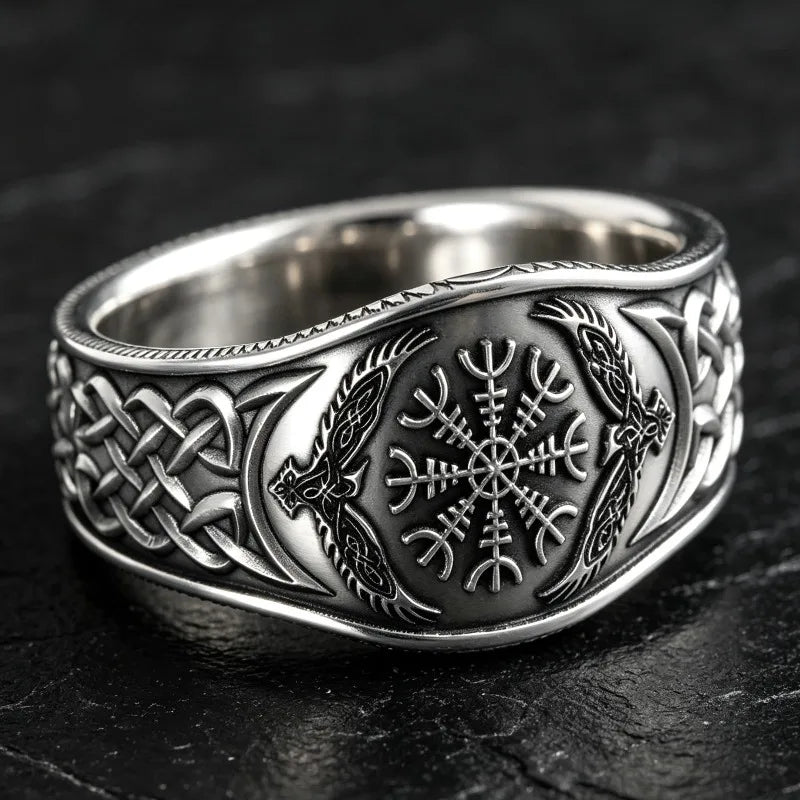 Nordic Viking Compass Shape Ring — Zinc Alloy