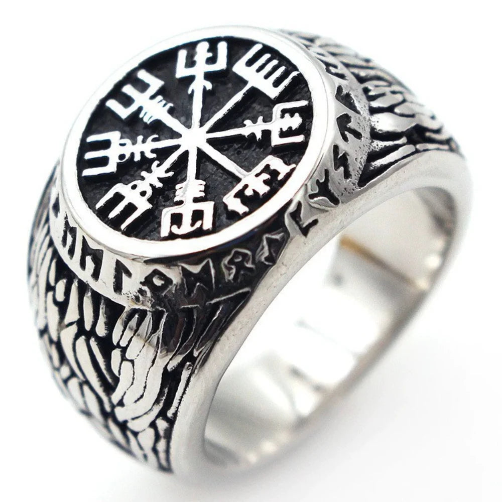 Vegvisir Viking Rune Compass Ring — Zinc Alloy