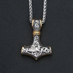 Vintage Stainless Steel Viking Thor's Hammer Pendant Necklace For Men Nordic Celtic Knot Necklace Fashion Jewelry Gift
