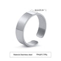 Punk Bend Ring for Men Boys,High Polished Stainless Steel Adjustable Ring,6/8/11.5mm Width Simple Ring for Husband Son