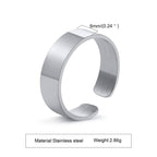 Punk Bend Ring for Men Boys,High Polished Stainless Steel Adjustable Ring,6/8/11.5mm Width Simple Ring for Husband Son