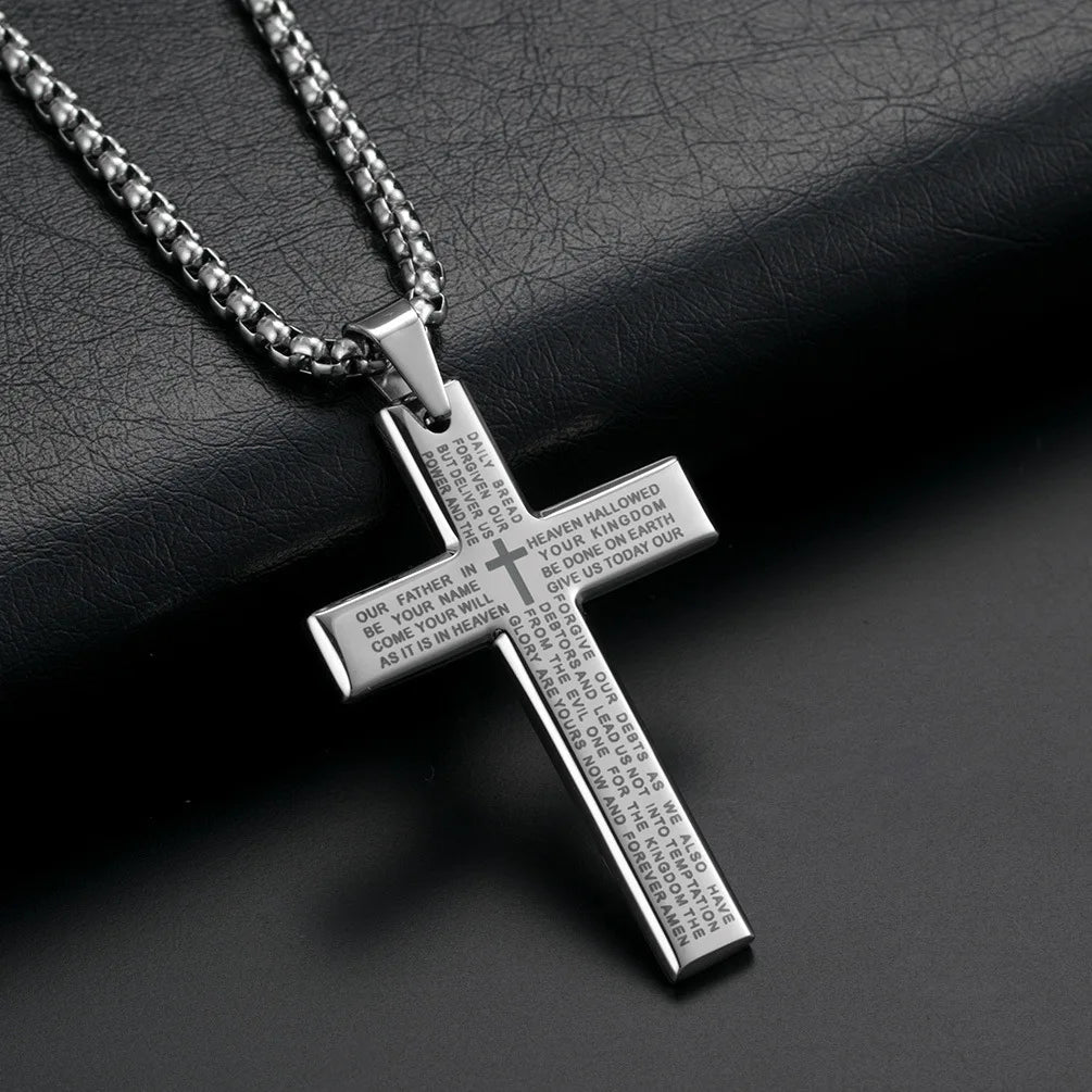Catholic Cross Stainless Steel Pendant Necklace