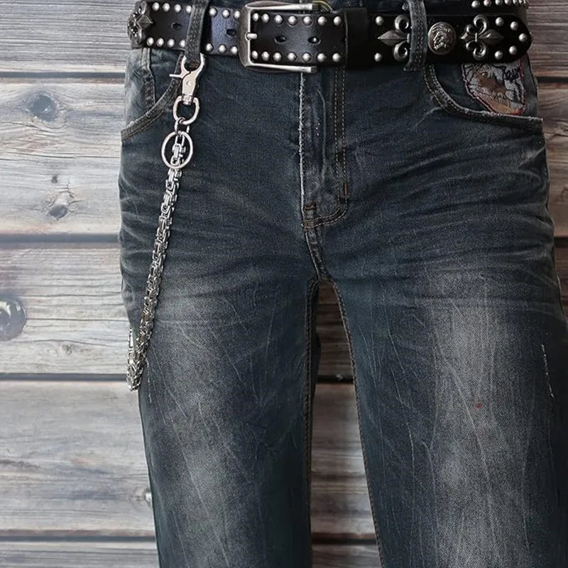Biker Motorcycle Long Wallet Keychain — Stainless Steel
