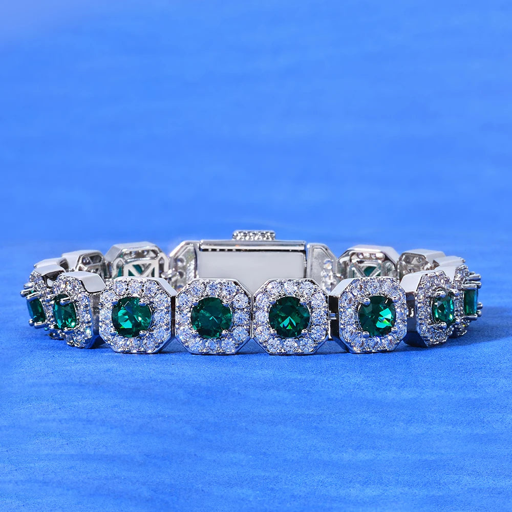 Tennis Bracelet Stainless Steel Emerald Crystal