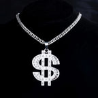 Fashion 18K Golden Plated Hip Hop Rock Necklace Stainless Steel US Dollar Money Sign Pendant Necklace Mens Women