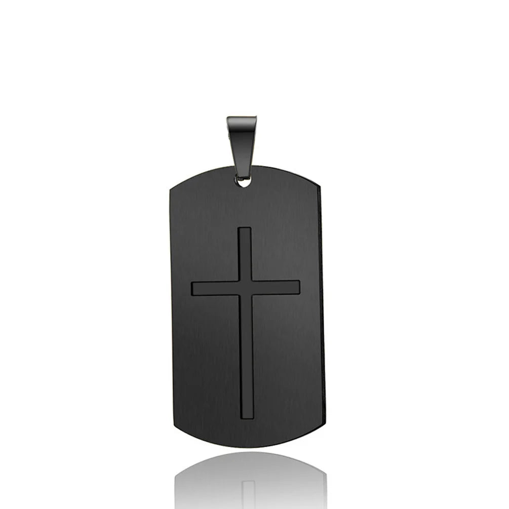 Cross Bible Tag Pendant — Stainless Steel