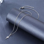 Lightning Pendant Necklace Chain 304 Stainless Steel Necklace for Women Men Party Ornament Jewelry Gift