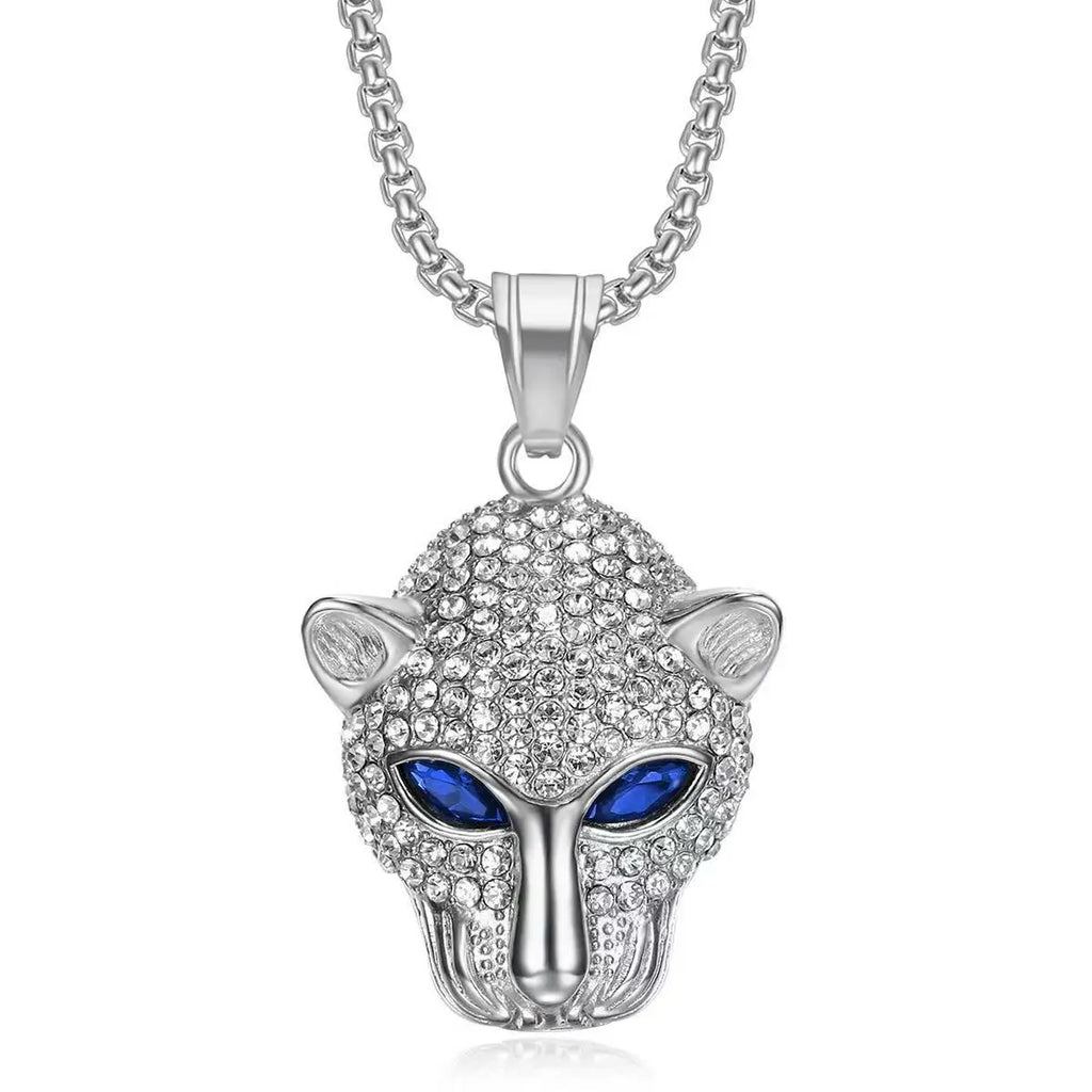Vintage Leopard Head Pendant Necklace — Stainless Steel