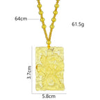 Chinese Citrine Guan Yu Pendant Necklace Lucky Ward Off Evil Spirits Auspicious Amulet Sweater Chain Protection Jewelry Gift