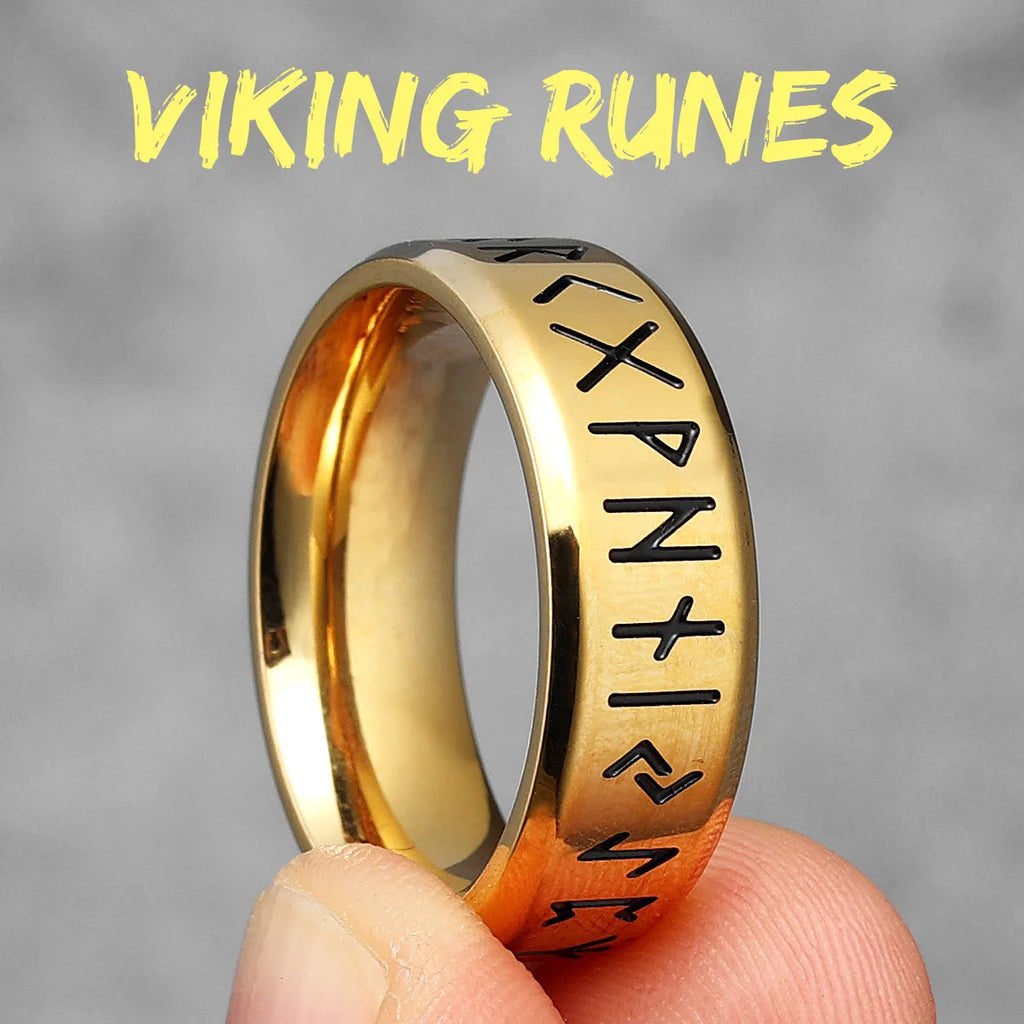 Vintage Nordic Viking Runes Celtic Knot Series Stainless Steel Womens Mens Rings Punk Biker Jewelry Creativity Gift
