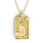 Double Sided Original Tarot Cards Necklace Tarot Moon Cigano Divination Zircon Necklace Wheel of Fortune Star Death