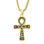 Vintage Punk Anka Cross Pendant Stainless Steel Egyptian Necklaces For Men Women Unique Rune Amulet Jewelry Gifts
