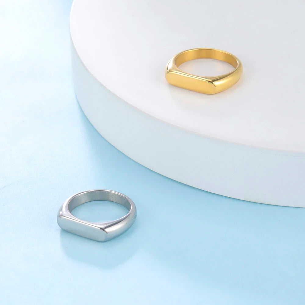 Skyrim Stainless Steel Signet Rings for Men Women Minimalist 5MM Wide Finger Rings 2026 Trend Wedding Couple Jewelry Gift Hot