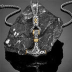Thor's Hammer Mjolnir Pendant Necklace — Gold-Tone
