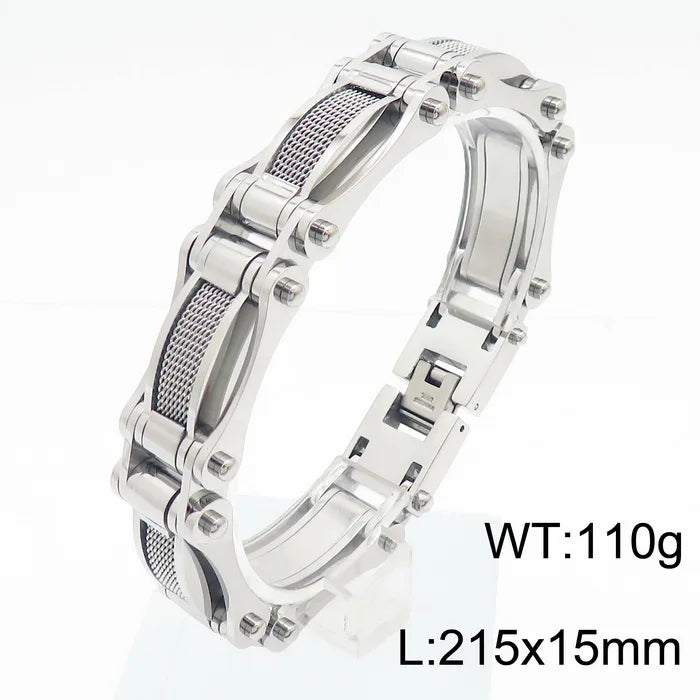 Cool Black Gold Color Bracelet for Man 15MM Width Stainless Steel Chain Men's Wrist Arm Jewelry Birthday Gifts for Boys