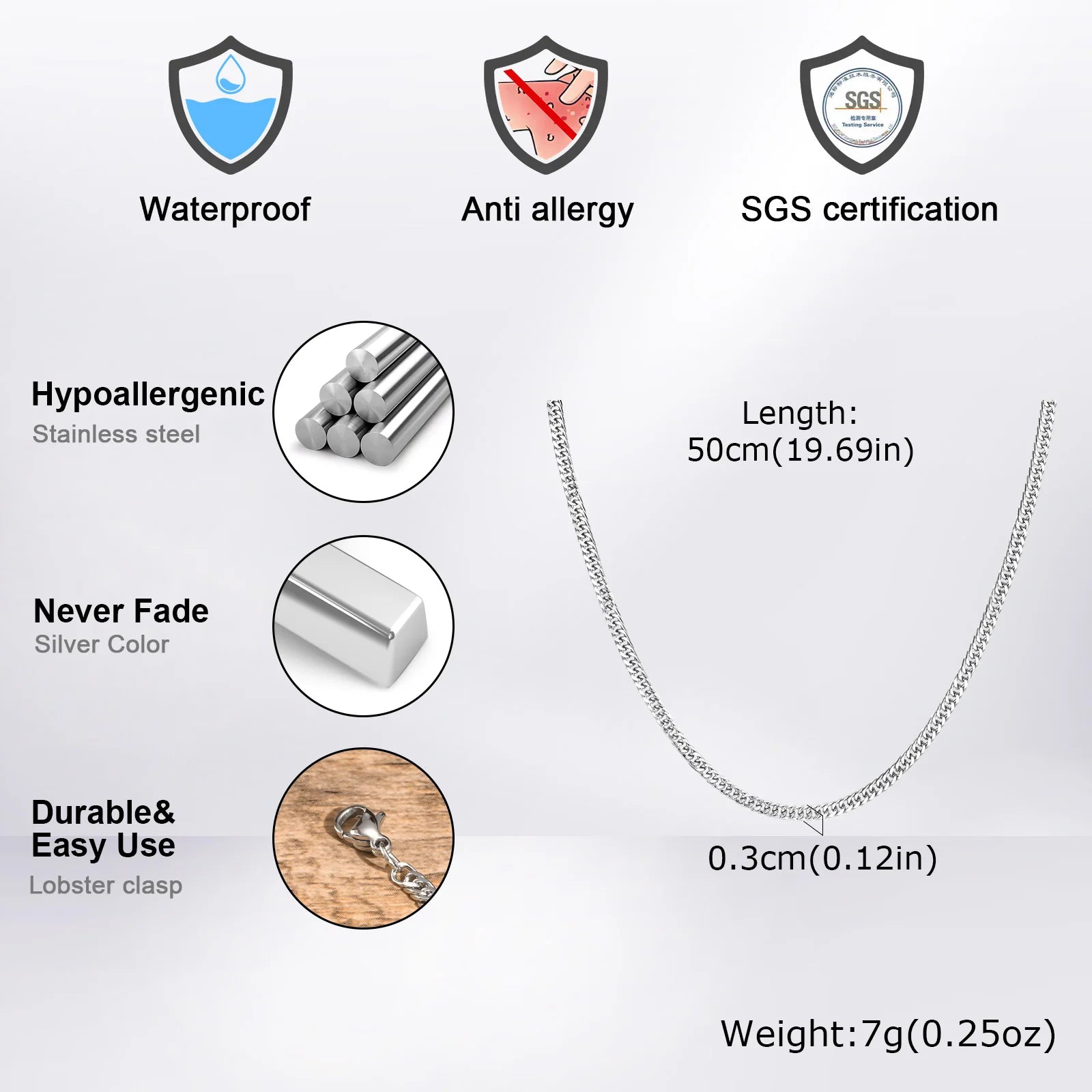 Braided Link Chain Choker Necklace — Stainless Steel