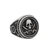Skull Dagger Steel Ring Vintage Unique Double
